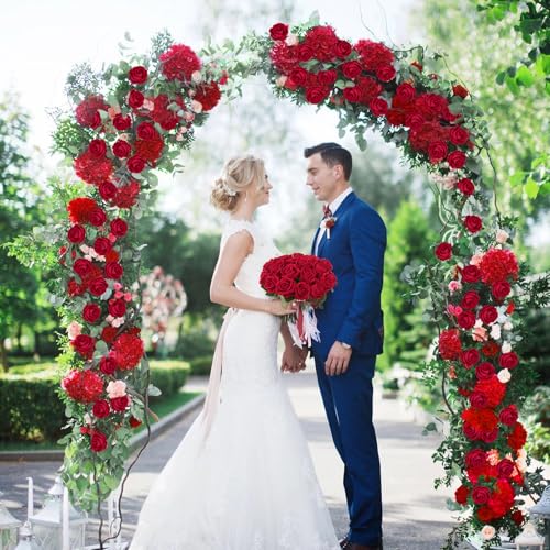 BLEUM CADE 50 Pcs Red Roses Artificial Flowers, Real Touch Velvet Roses Fake Flowers Bulk, Artificial Roses Bouquet with Long Stems Bridal DIY Wedding Party Centerpiece Decorations - Image 5