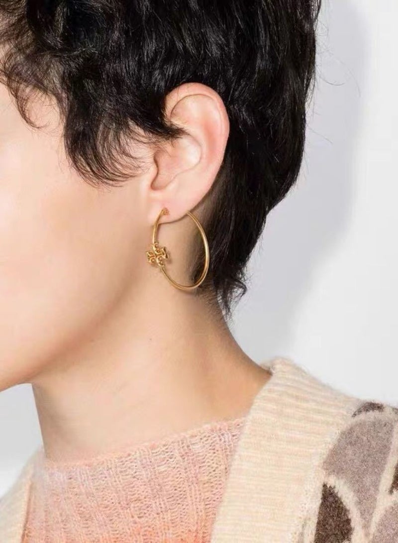 Burch Tory Burch Kira Goldtone Logo Hoop Earrings - Image 2