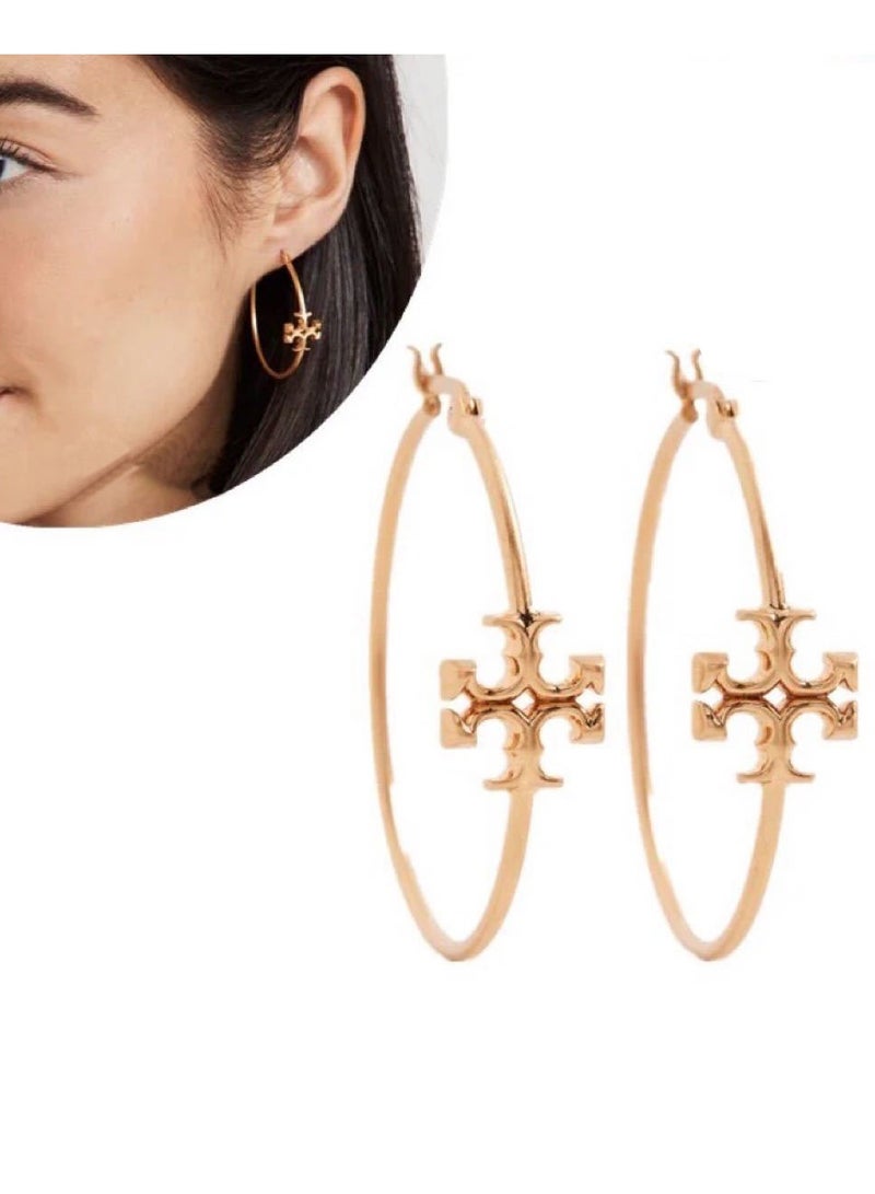 Burch Tory Burch Kira Goldtone Logo Hoop Earrings - Image 3