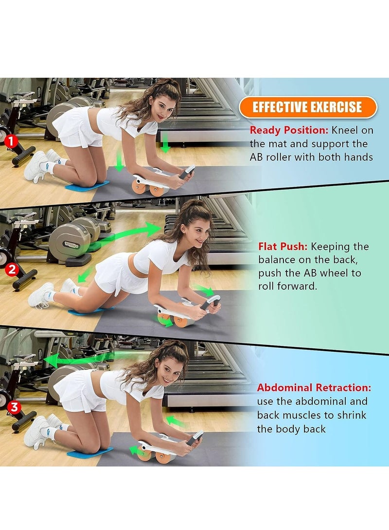 RaboS عجلة الأسطوانة ABS مع الموقت ، ترقية جديدة عجلة تمرين البطن الارتداد التلقائي للمبتدئين ، مع حصيرة الركبة للياقة البدنية تدريب قوة الجسم صالة الألعاب الرياضية المنزلية - Image 2