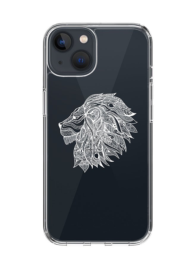 Classic Clear Case for Apple iPhone 14 Plus Case Hybrid Soft Cover Flexible Edges Anti Drop TPU PC Gel Thin Transparent Cover - Lion Abstract