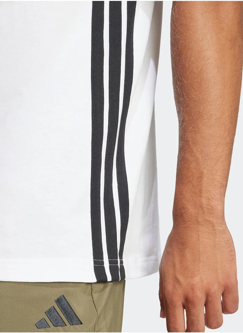Adidas Essential 3 Stripe Single Jersey T-Shirt
