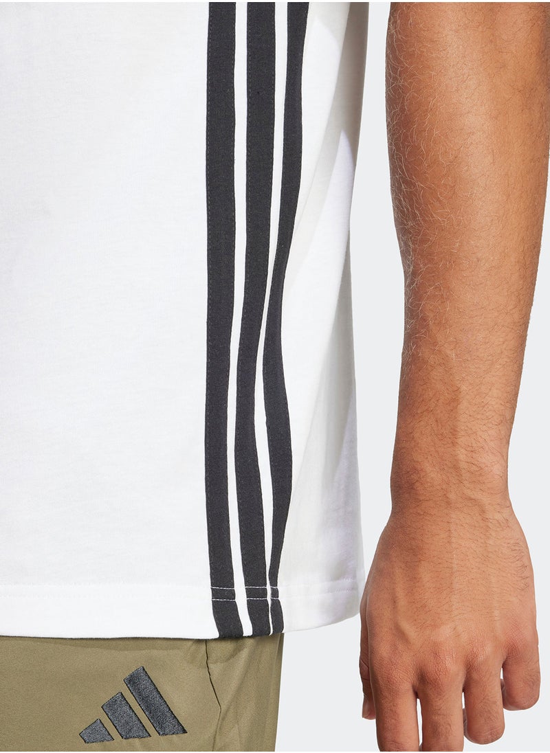 Adidas Essential 3 Stripe Single Jersey T-Shirt  - Image 3