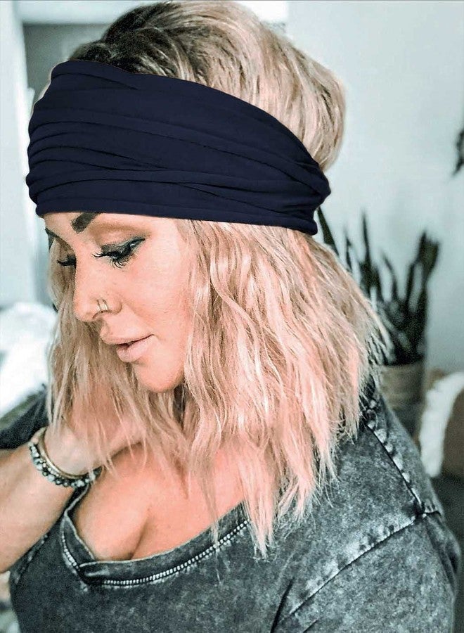 Gangel Solid Color Headbands Wide Turban Head Wraps Knotted Hair Scarfs Running Yoga Fabric Hair Accessories for Women (Pack of 4) (C) - Image 4