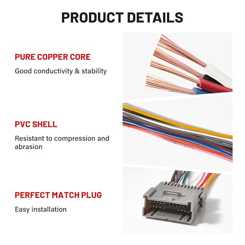RED WOLF هارنس توصيل ستيريو RED WOLF مناسب لسيارات GMC Envoy Sierra Chevy Silverado Impala من 2002-2008 - Image 3