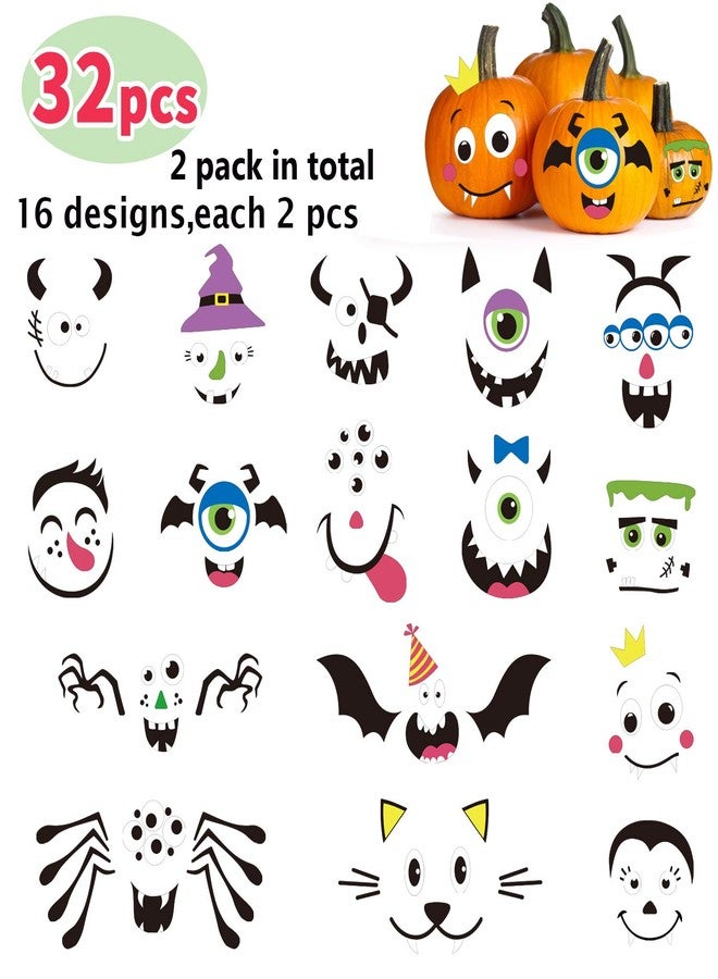 DIYASY Foam Pumpkin Decorations Craft Kit,32 Pcs Halloween DIY Pumpkin Face Stickers for Kids Halloween Party Decoration 2 Pack - Image 2