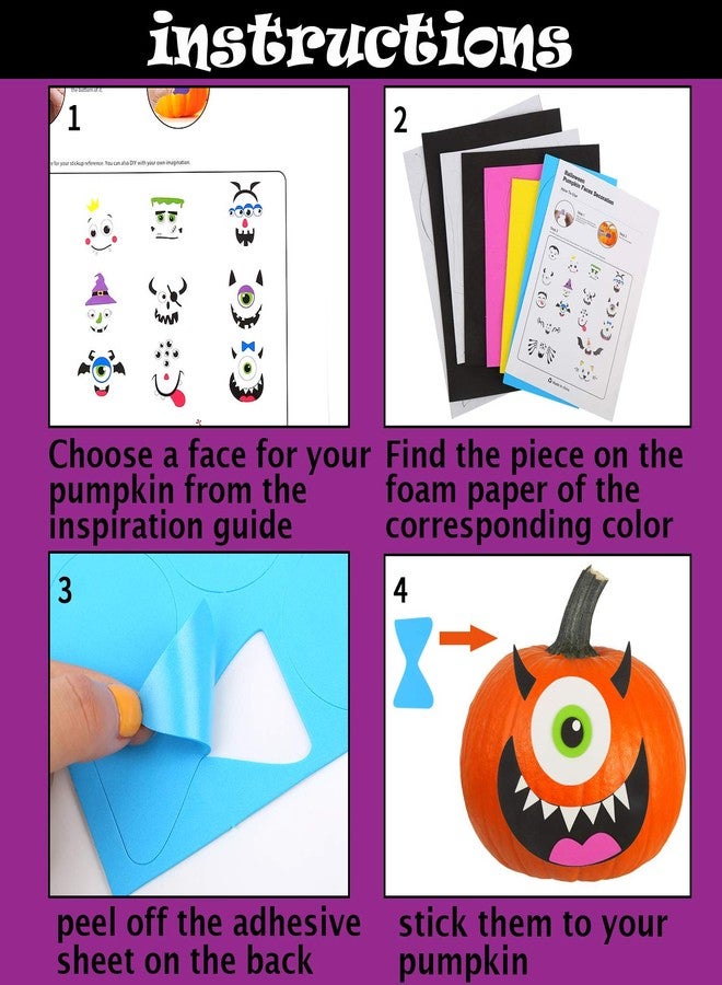 DIYASY Foam Pumpkin Decorations Craft Kit,32 Pcs Halloween DIY Pumpkin Face Stickers for Kids Halloween Party Decoration 2 Pack - Image 3