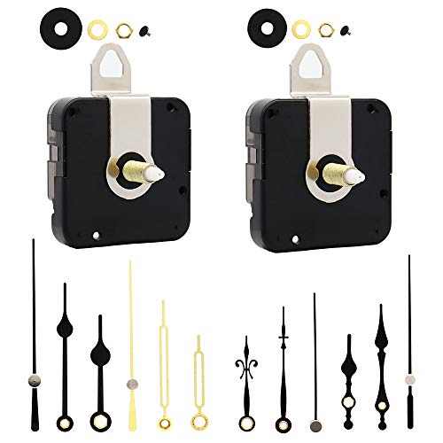 TIKROUND Youngtown 12888 2 Pack Clock Movement Mechanism with 4 Pairs of Short Hands Battery Silent Sweep Operated Quartz Clock Motor Kit DIY Repair Parts Replacement,Total Shaft Length is 23 mm (29/32 inch). - Image 1