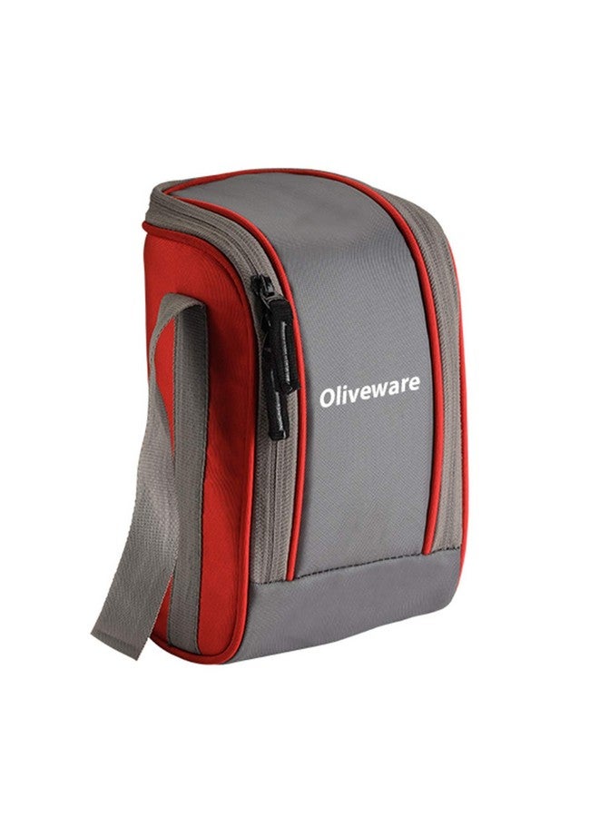 oliveware SOPL Boss Stainless Steel Lunch Box, Microwave Safe & Leak Proof, 3 Ineer Steel Containers with BPA Free Airtight Lids (290 ml, 450 ml, 600 ml), Fabric Bag - Red - Image 2