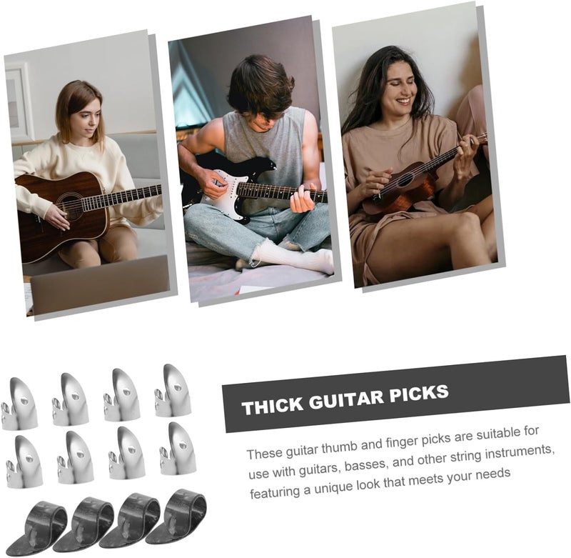 12pcs Electric Guitar Picks Variety Pack Folk Thumb Finger Picks Material for Beginners and Pros - Image 5