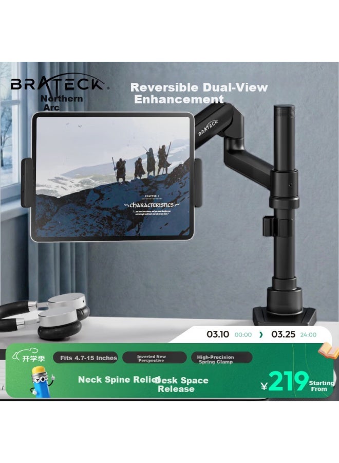 Brateck Beihu Inverted Tablet Stand Ipad Computer Inverted Mount Tablet Arm Monitor Bracket Floating Support E350pd+p200 Black - Image 1
