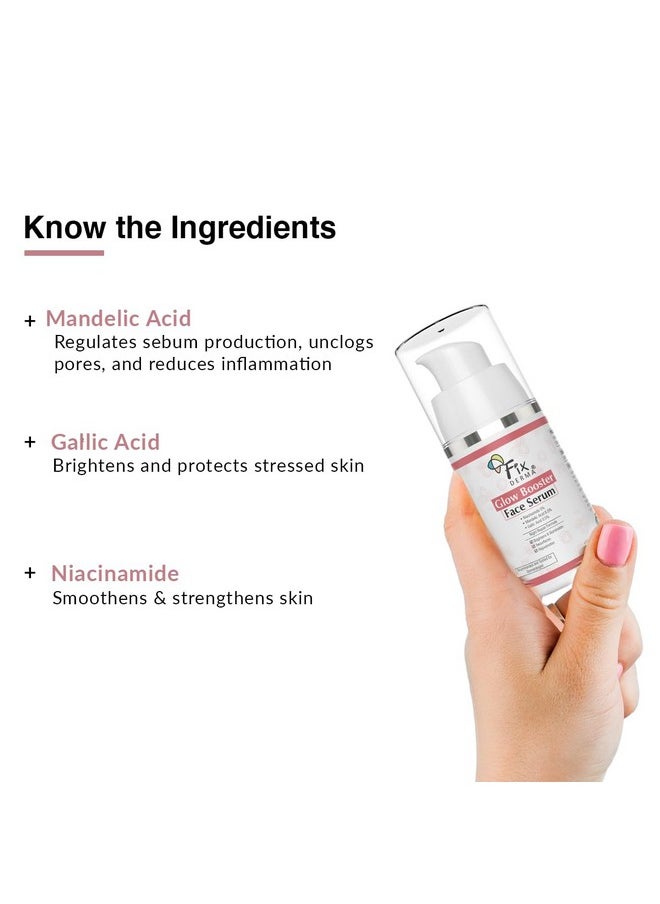 FIXDERMA 5% Niacinamide Serum Glow Booster Face Serum With 6.5% Mandelic Acid & 0.5% Gallic Acid | Skin Brightening Serum | Face Serum For Men & Women - 15G  - Image 5