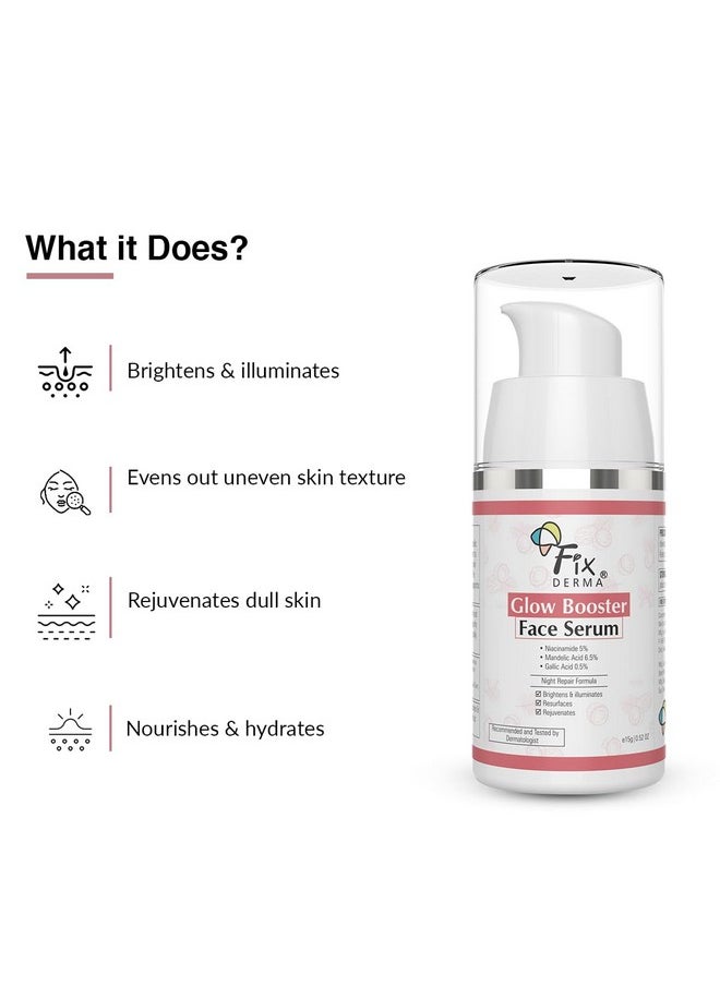 FIXDERMA 5% Niacinamide Serum Glow Booster Face Serum With 6.5% Mandelic Acid & 0.5% Gallic Acid | Skin Brightening Serum | Face Serum For Men & Women - 15G  - Image 3