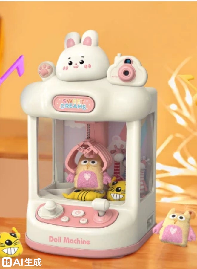 Kids Cartoon Claw Machine - Mini Home Arcade with Plush Dolls & Capsule Toys, Projection, LED Lights & Music - Fun Pretend Play Game - Image 1