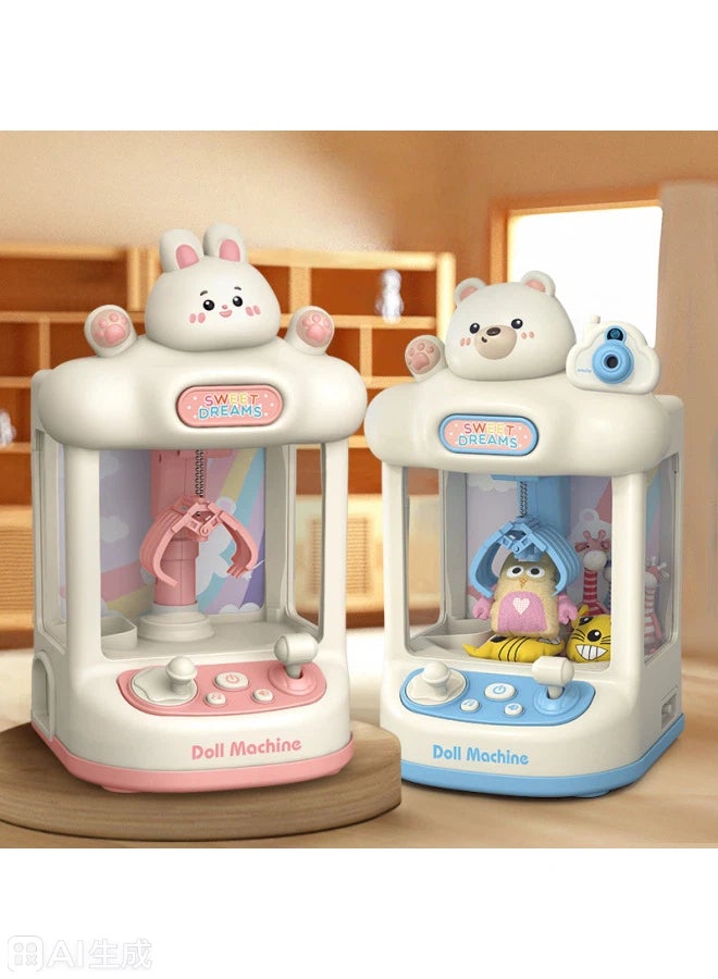 Kids Cartoon Claw Machine - Mini Home Arcade with Plush Dolls & Capsule Toys, Projection, LED Lights & Music - Fun Pretend Play Game - Image 3