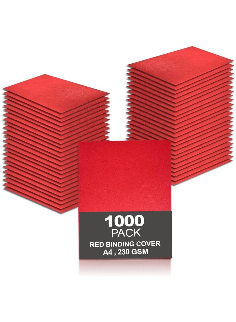 MARKQ [1000 حزمة] غلاف ربط أحمر [A4] 230 جرام - أوراق واقية متينة للعروض التقديمية والتقارير والمستندات - متوافقة مع آلات الربط بالأسلاك والربط بالأسلاك المزدوجة - Image 1
