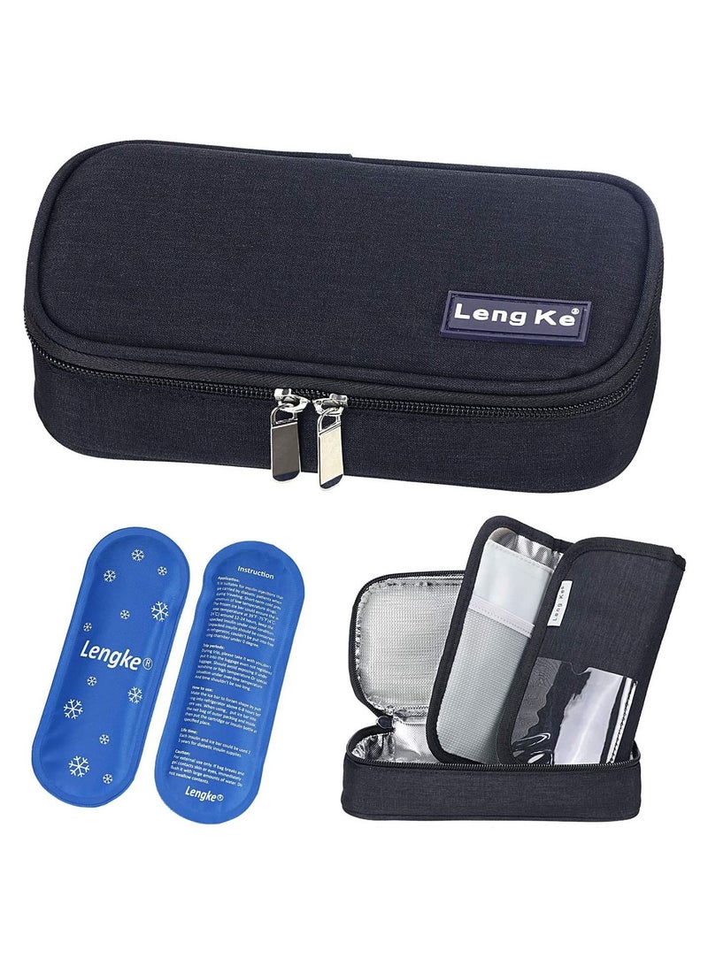 Leng Ke Insulin Cooler Travel Carrying Case Diabetic Medication Cooling Bag with 2 Ice Packs Insulated Organizer Medication Cooler Bag for Insulin Pens Compact for Daily Life and Trips - Image 1