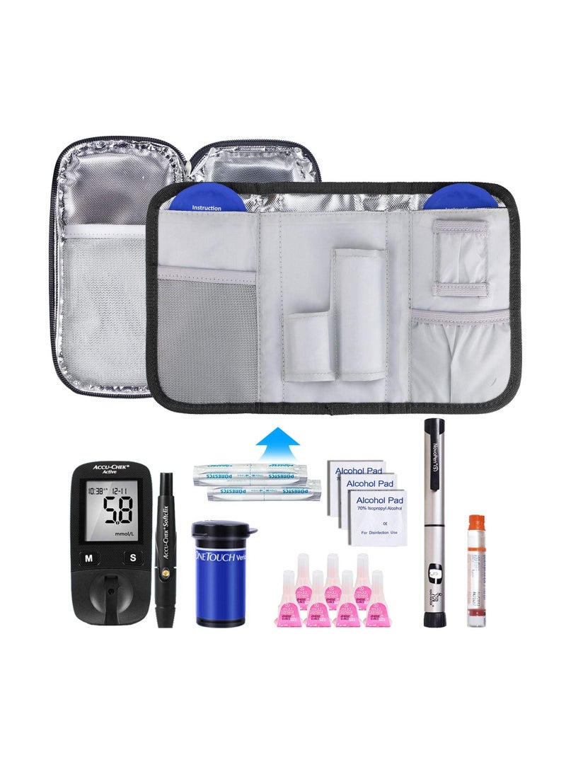 Leng Ke Insulin Cooler Travel Carrying Case Diabetic Medication Cooling Bag with 2 Ice Packs Insulated Organizer Medication Cooler Bag for Insulin Pens Compact for Daily Life and Trips - Image 3