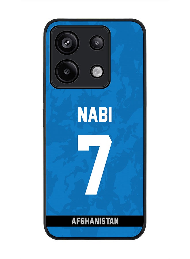 Stylizedd Rugged Black edge case for Poco X6 5G, Slim fit Soft Case Flexible Cover - Team Afghanistan Mohammad Nabi, Jersey No 7 - Image 1