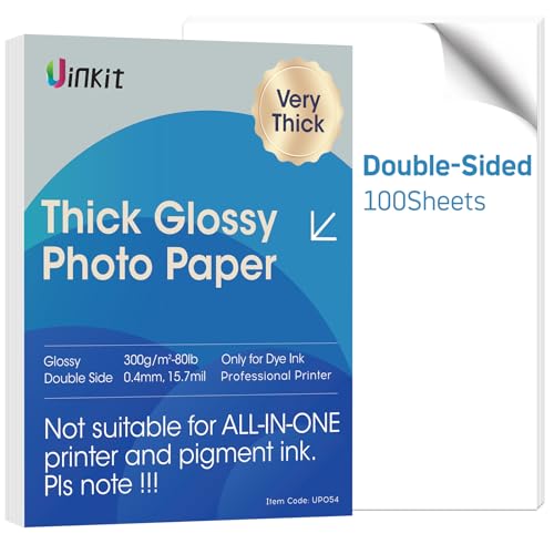Uinkit Thick Photo Paper 8.5x11 inches 100sheets Double Sides Glossy Heavyweight Photo Paper 300gsm Only Suitable for Professional Inkjet Printer - Image 1