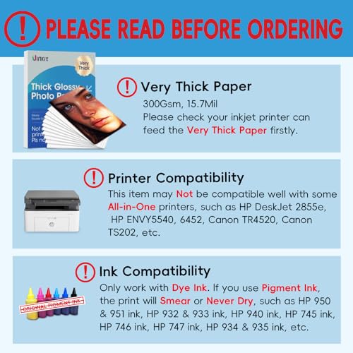 Uinkit Thick Photo Paper 8.5x11 inches 100sheets Double Sides Glossy Heavyweight Photo Paper 300gsm Only Suitable for Professional Inkjet Printer - Image 3