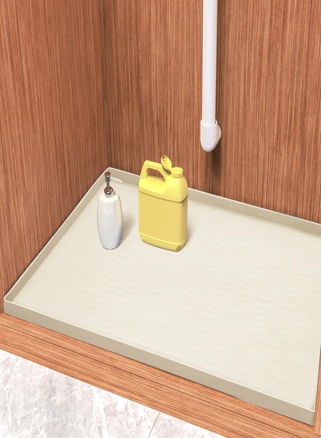 URMONA Waterproof Silicone Under Sink Mat 31'' x 22'' Shelf Liner for Kitchen and Bathroom, Cabinet and Counter Protector, Storage and Organizers, Litter Mat, Pet Cat Puppy Essentials(Cream) - Image 1