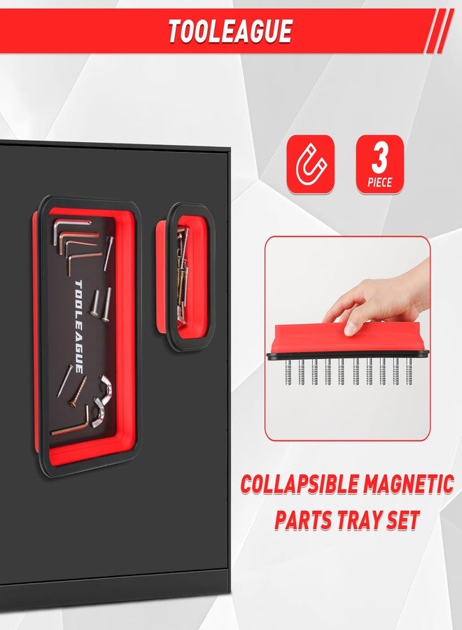 TOOLEAGUE 3Pcs Collapsible Magnetic Parts Tray Set with 15Lb Magnetic Pickup Pen,3 Different Size Silicone Foldable Tool for Organizing Screw Bolts Nuts Washers Pins and Other Small Metal Parts - Image 4
