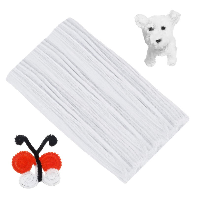 Cuttte Cuttte Pipe Cleaners Craft Supplies - 100pcs White Pipe Cleaners Craft Kids DIY Art Supplies (6 mm x 12 inch)  - Image 1