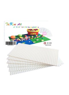 Taken All Building Bricks Block Base Plate White 6 Pack Of 5”X10” Baseplates Compatible Major Brands Building Block Toys  - Image 2