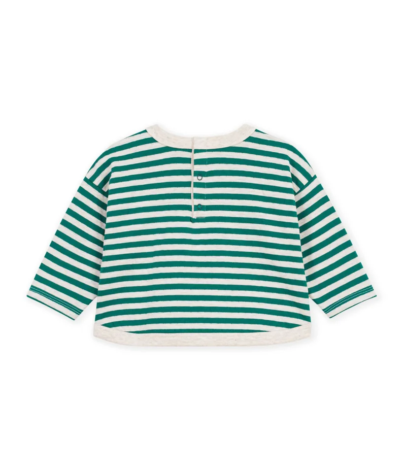 Petit Bateau Babies' Long-Sleeved Stripy Cotton T-Shirt.