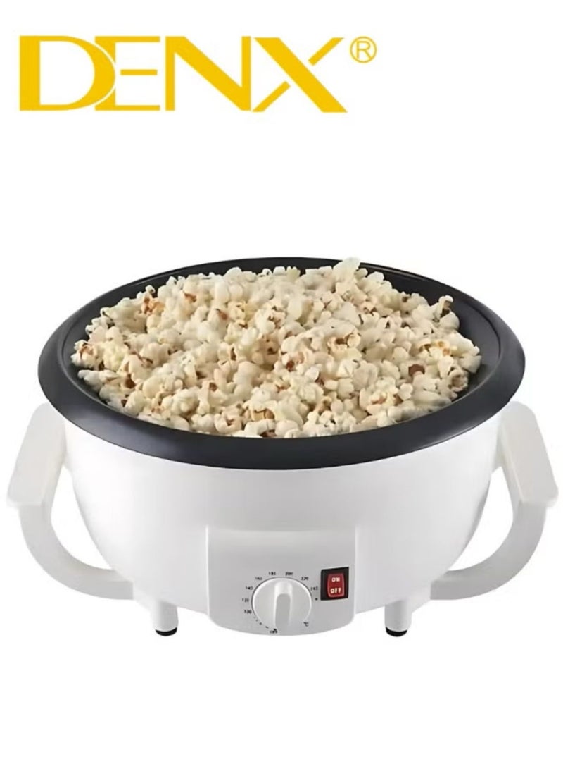 دينكس محـمصة قهوة وصانعة فشار كهربائية من DENX موديل DX3422 – قدرة 800 واط وسعة 2 لتر، مع غطاء زجاجي شفاف وتحكم بدرجات الحرارة – للاستخدام المنزلي لتحميص البن وصنع الفشار والمكسرات بسهولة وسرعة - Image 2