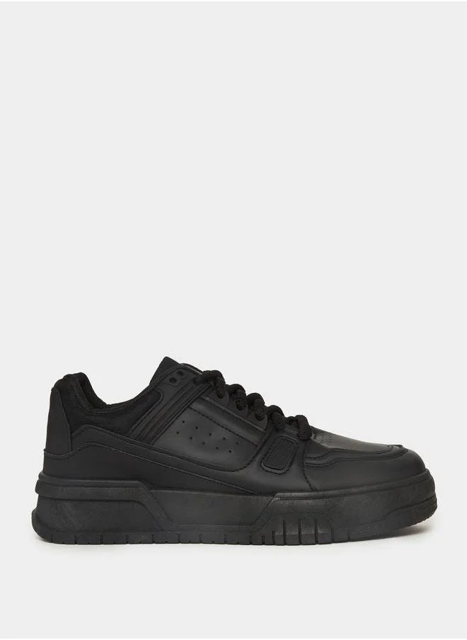 Styli Block Pattern Platform Sole Sneakers