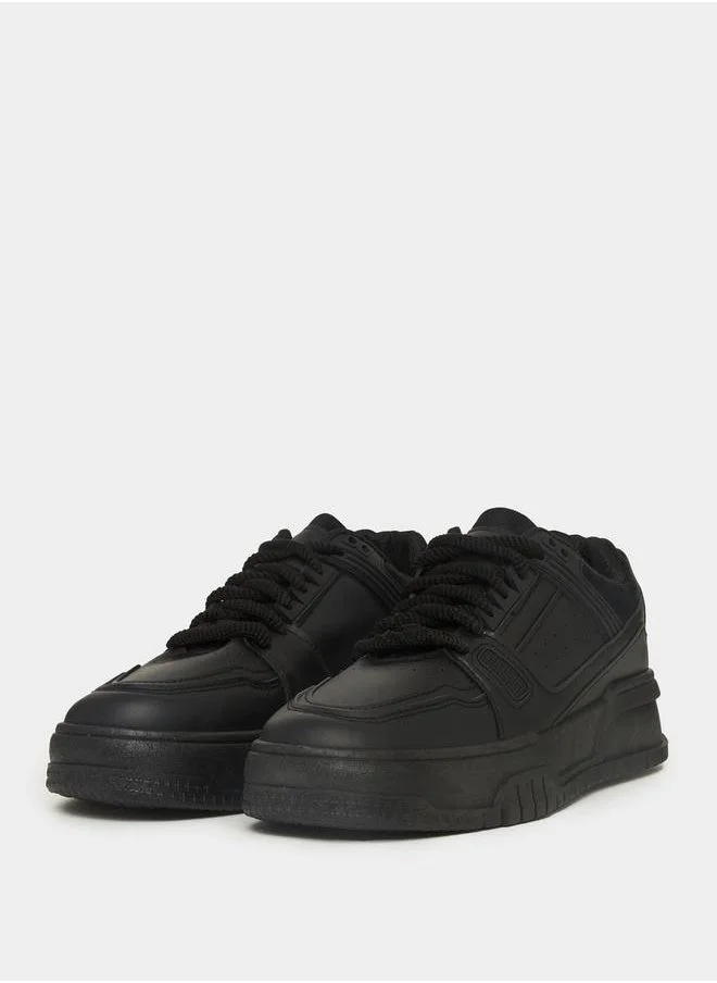 Styli Block Pattern Platform Sole Sneakers