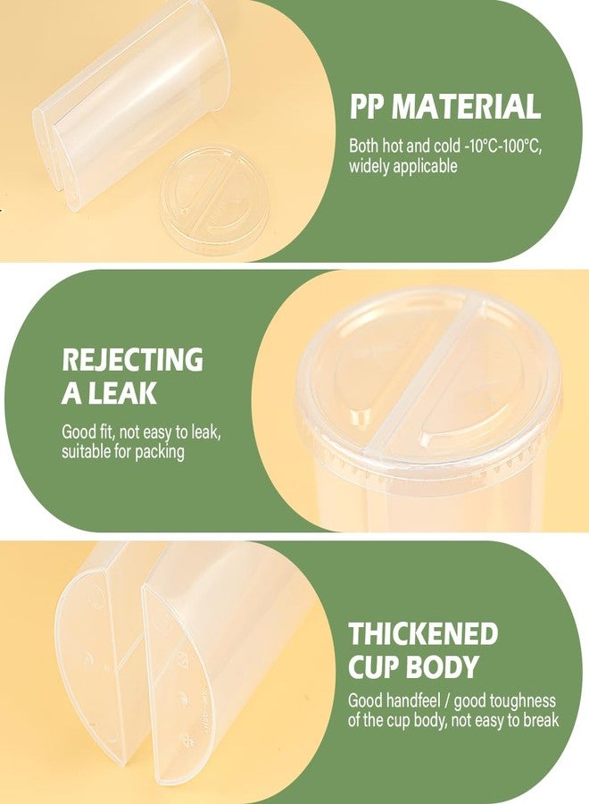 DOERDO DD DOERDO 20PCS Plastic Drink Cups, Clear Double Thicken Cup with Lids, Couple Sharing Hot and Cold Drink Cup for Home Shop Party, 700ml - Image 3