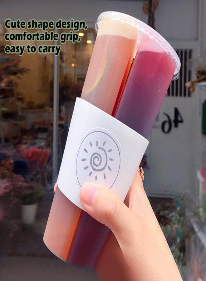 DOERDO DD DOERDO 20PCS Plastic Drink Cups, Clear Double Thicken Cup with Lids, Couple Sharing Hot and Cold Drink Cup for Home Shop Party, 700ml - Image 5