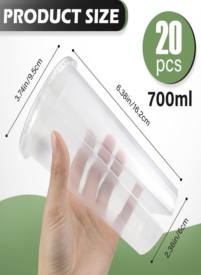 DOERDO DD DOERDO 20PCS Plastic Drink Cups, Clear Double Thicken Cup with Lids, Couple Sharing Hot and Cold Drink Cup for Home Shop Party, 700ml - Image 2