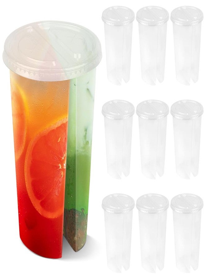 DOERDO DD DOERDO 20PCS Plastic Drink Cups, Clear Double Thicken Cup with Lids, Couple Sharing Hot and Cold Drink Cup for Home Shop Party, 700ml - Image 1