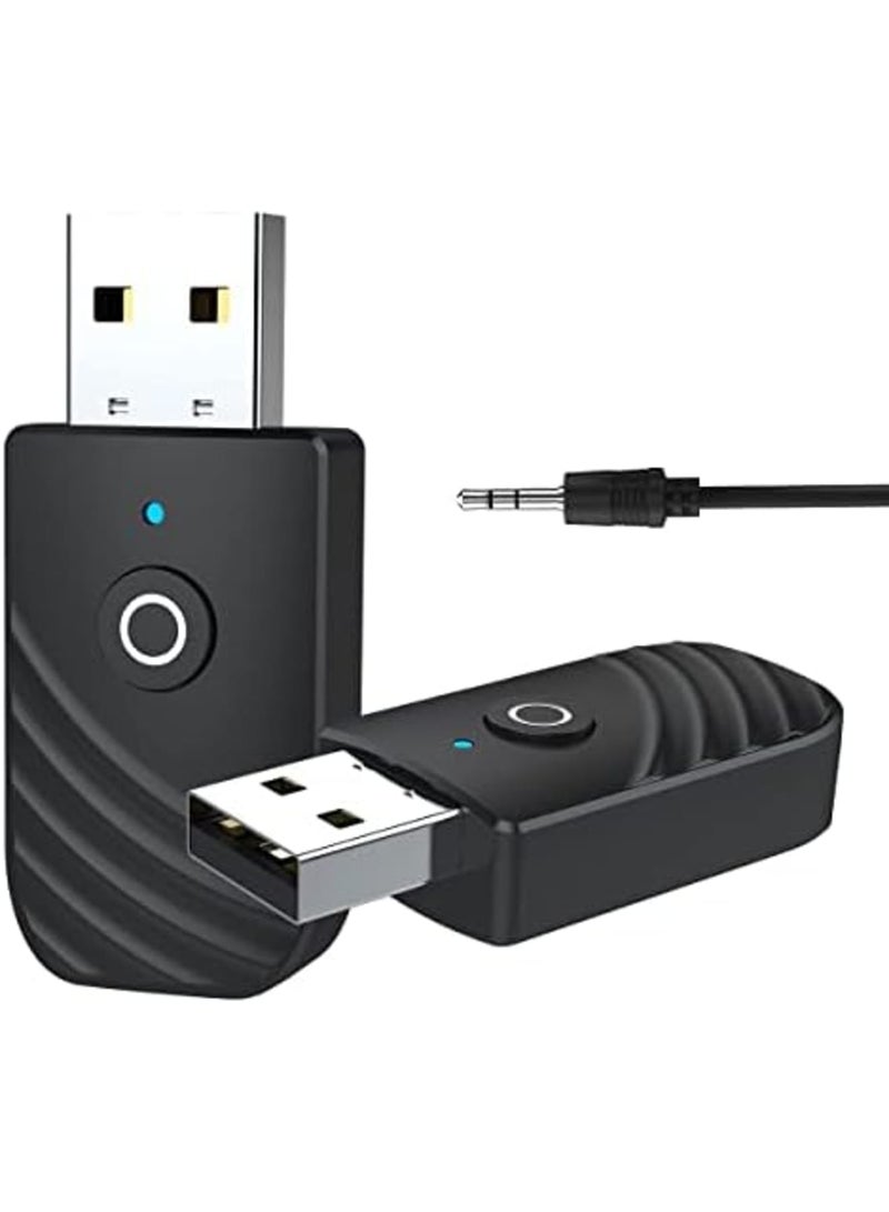 SYOSI USB Bluetooth Adapter, Bluetooth 5.0 Dongle Transmitter & Receiver for PC, TV, Car, Headphones & Stereo Systems, 3.5mm AUX Bluetooth Adapter for Wireless Audio Streaming (Black) - Image 1
