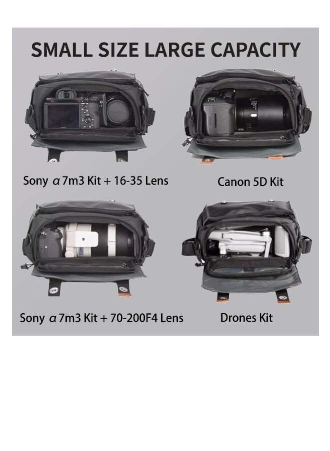 Versatile Camera Sling Bag, Waterproof DSLR SLR Mirrorless Camera Case Anti-shock Photography Crossbody Camera Bag, Removable Modular Inserts, Compatible with Canon Nikon Fuji, Black  - Image 3