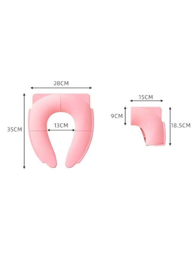 الدليبن مرحاض للأطفال، مقعد مرحاض قابل للطي، مرحاض محمول للسفر للأطفال، مقعد تدريب للأطفال على استخدام المرحاض، تدريب عالمي على استخدام المرحاض، مانع للانزلاق، تصميم تعليق، مناسب للأطفال الذكور والإناث، مناسب للأطفال أثناء التنقل (وردي) - Image 2