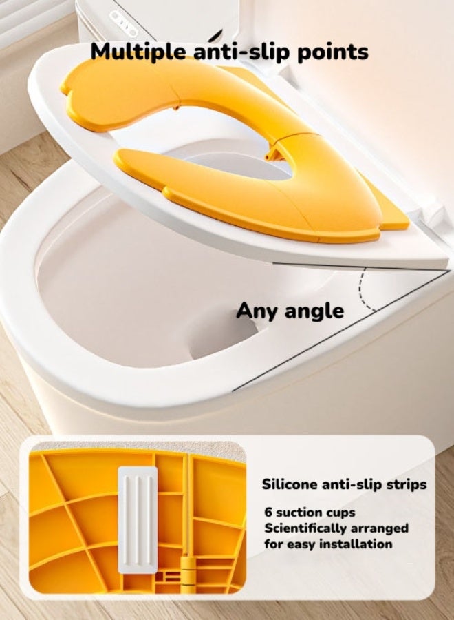 الدليبن مرحاض للأطفال، مقعد مرحاض قابل للطي، مرحاض محمول للسفر للأطفال، مقعد تدريب للأطفال على استخدام المرحاض، تدريب عالمي على استخدام المرحاض، مانع للانزلاق، تصميم تعليق، مناسب للأطفال الذكور والإناث، مناسب للأطفال أثناء التنقل (وردي) - Image 3