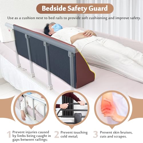 AOSSA Bed Rail Foam Wedge for Elderly Adults Safety Bed Rails Padding Railing Protector Seniors Assist Side Rails Bed Guard Hospital Medical Bumper Foam Cushion Covers Pads for Disabled 7 X 11 X 34'' - Image 3