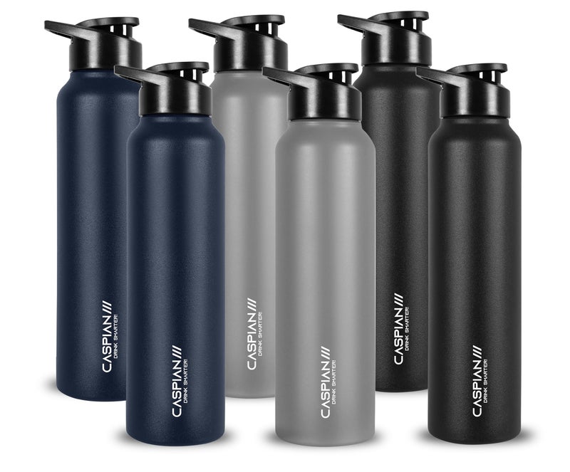 CASPIAN /// Hike ISI Certified Stainless Steel Water Bottle 1ltr.(Multi-colors, 1 Litre, Set of 6) | Leak Proof Sipper for Fridge Home Office Travel School Kids Boys Girls Adults Sports Gym| BPA Free - Image 1