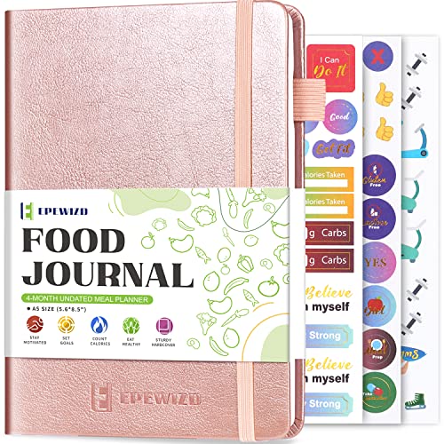 EPEWIZD Food Journal for Weight Loss, Meal Planner & Daily Food Wellness Diary to Count Calories Nutrient Intake,Weight Loss Journal to Track Health(A5 size)-Purple - Image 1