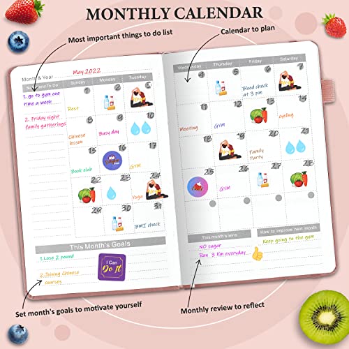 EPEWIZD Food Journal for Weight Loss, Meal Planner & Daily Food Wellness Diary to Count Calories Nutrient Intake,Weight Loss Journal to Track Health(A5 size)-Purple - Image 4
