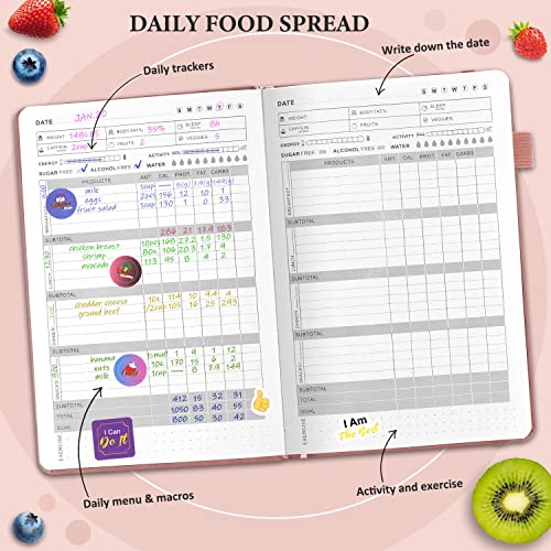 EPEWIZD Food Journal for Weight Loss, Meal Planner & Daily Food Wellness Diary to Count Calories Nutrient Intake,Weight Loss Journal to Track Health(A5 size)-Purple - Image 3
