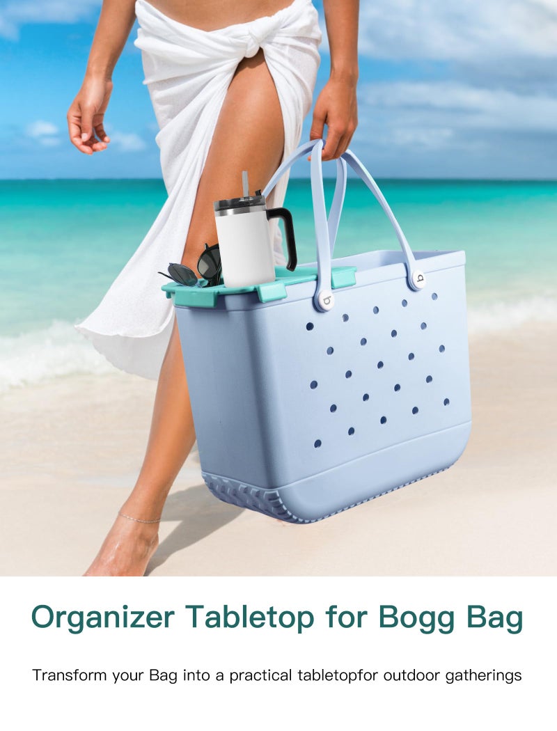 DGLOZE Organizer Tray Top for Bogg Bags â€“ Cup Holder & Storage Lid Compatible with Bogg Bag XL â€“ Fit for Stanley 30 oz 40 oz Cup - Outdoor Beach Bag Top Insert â€“ Easy to Clean (Mint Green) - Image 4