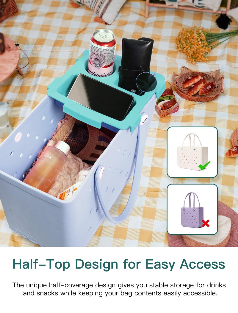 DGLOZE Organizer Tray Top for Bogg Bags â€“ Cup Holder & Storage Lid Compatible with Bogg Bag XL â€“ Fit for Stanley 30 oz 40 oz Cup - Outdoor Beach Bag Top Insert â€“ Easy to Clean (Mint Green) - Image 2