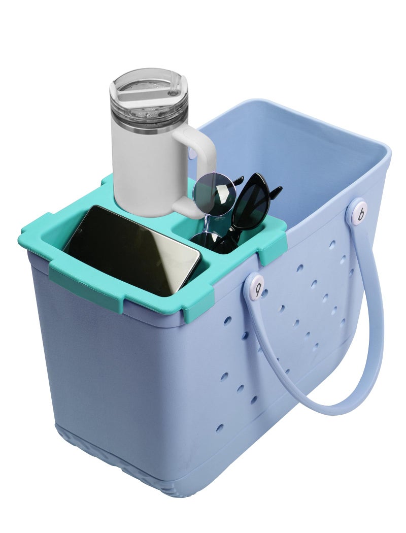 DGLOZE Organizer Tray Top for Bogg Bags â€“ Cup Holder & Storage Lid Compatible with Bogg Bag XL â€“ Fit for Stanley 30 oz 40 oz Cup - Outdoor Beach Bag Top Insert â€“ Easy to Clean (Mint Green) - Image 1
