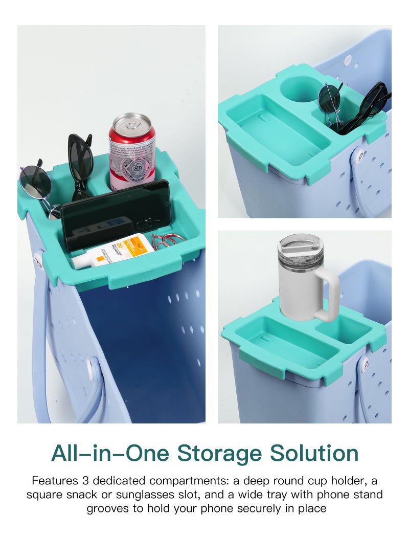 DGLOZE Organizer Tray Top for Bogg Bags â€“ Cup Holder & Storage Lid Compatible with Bogg Bag XL â€“ Fit for Stanley 30 oz 40 oz Cup - Outdoor Beach Bag Top Insert â€“ Easy to Clean (Mint Green) - Image 3